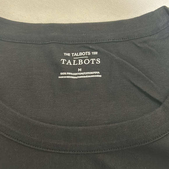 TALBOT WOMEN SCOOP NECK TEE PIMA COTTON BLACK  ELBOW SLEEVE Sz MD - Picture 3 of 7